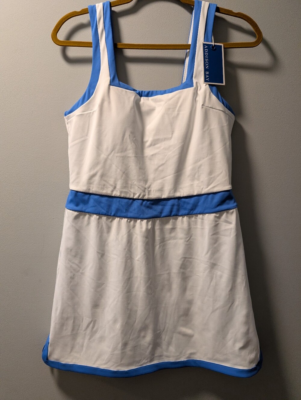 New Addison Bay Rally Breathable Sleeveless Dress M Super White Blue Trim READ